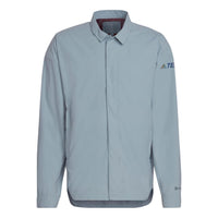 Men's adidas Terrex C Myshelter W.r Colorful Logo Stripe Printing Lapel Jacket Blue H65696