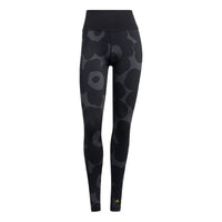 (WMNS) adidas Marimekk Bt L T Pattern Printing Fitness Training Long Pants/Trousers Black HA3377
