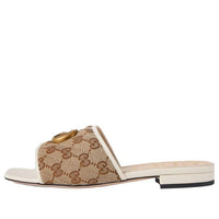 (WMNS) Gucci Double g Flat Heel Fashion Beige Sandals 619893-2HK80-9795
