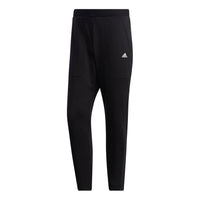 adidas Solid Color Casual Running Sports Fleece Lined Long Pants Black GM4461