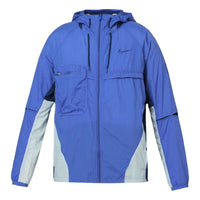 Nike Loose Big Pocket Zipper hooded track Jacket Blue CU5000-430