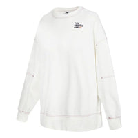 (WMNS) Nike SS22 Sportswear Athletic Club Printing Fleece Round-neck Swea White DQ9146-133