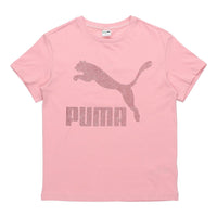 (WMNS) PUMA Logo Printing Round-neck Tee Pink 530005-14