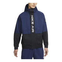 Nike Air Splicing Contrasting Colors Printing hooded track Jacket Navy Blue DA0272-410