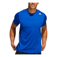 Men's adidas Solid Color Logo Sports Round Neck Short Sleeve Royal Blue T-Shirt GC8345