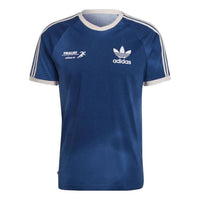 Men's adidas originals SS22 Stripe Logo Tie Dye Short Sleeve Blue T-Shirt HL9275