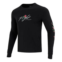 Men's Nike Sleeve Side Flowers Logo Printing Round Neck Long Sleeves Black DQ7387-010