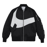 Men's Nike Sportswear Swoosh Therma-FIT Contrasting Colors Large Logo Reversible Loose Aviator Padded Jacket Black DD6056-010