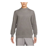 Men's Nike Solid Color Round Neck Long Sleeves Knit Wool Sweater Wolf Grey DN4102-012