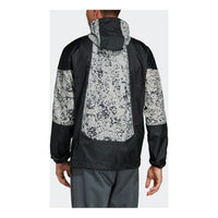 adidas originals Splicing logo Printing Casual Hooded Jacket Black White Colorblock DV1965