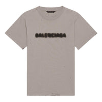 Balenciaga Blurry Logo Hole Retro Classic Short Sleeve Unisex Gray 661705TKVD58174
