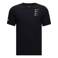 Nike Round Neck Training Short Sleeve 'Multi Swoosh Black White' CT6465-010