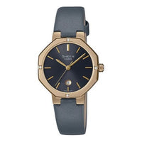 CASIO SHEEN Octagon Sapphire Crystal Gold Color Case 50m Waterproof Leather Strap Black Watch Black/Gold Analog SHE-4543GL-8A