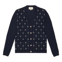 (WMNS) Gucci Wool Interlocking G Stripe Cardigan 'Dark Blue' 576901-XKAUM-4650
