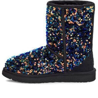 (WMNS) UGG Classic Short Stellar Sequin Snow Boots Black/Blue 1112514-BLK