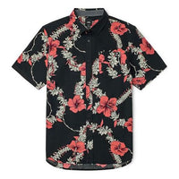 Vans Unisex Flowers Printing Short Sleeve Shirt Black Blue VN0A5E6HZCS