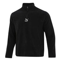 PUMA Classics Polar Fleece Hz Crew Casual Sports Fleece Lined Stand Collar Knit Black 533121-01