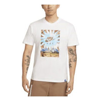 Men's Nike Landscape Logo Printing Round Neck Casual Short Sleeve White T-Shirt DQ1020-100