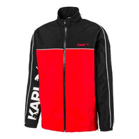 PUMA x Karl Lagerfeld Lafayette Logo Print Patchwork Jacket For Black/Red 595680-01
