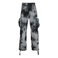 Men's Off-White FW22 Tie Dye Pattern Printing 3D Pocket Cargo Casual Pants/Trousers Black OMCF032F22FAB0010701