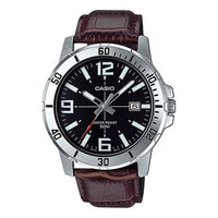 CASIO Leather Band Waterproof Business Style Men Mens Brown Analog MTP-VD01L-1BV