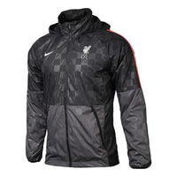 Nike Liverpool F.C. AWF Soccer/Football Zipper Sports Plaid Hooded Jacket Black CZ3346-012