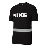 Men's Nike Logo Alphabet Printing Round Neck Casual Short Sleeve Black T-Shirt DB3605-010