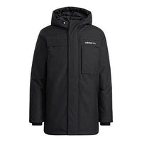 adidas neo M Down Parka Logo Multiple Pockets hooded With Down Feather Jacket Black HF0505
