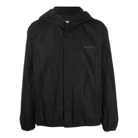 Men's Off-White FW22 Back Classic Logo Printing Hooded Jacket Ordinary Version Black OMEB035C99FAB0011010