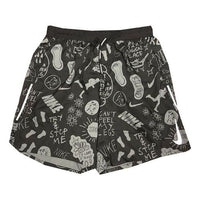 Nike Full Print Pattern Casual Sports Straight Running Shorts Men's Black AT7808-010