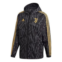 adidas JUVE WINDBREAKR Juventus Soccer/Football Sports Hooded Jacket Black FR4220