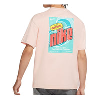 Men's Nike Back Large Logo Pattern Printing Round Neck Casual Short Sleeve Pink T-Shirt DM2198-601