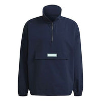 adidas originals Quarter Zip Casual Sports Half Zipper Hooded Jacket Navy Blue HB1821