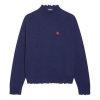 Balenciaga Double B Highneck Wool Knit Sweater 'Blue' 682010T16274011