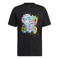 adidas Dame Avatar Bye Lillard Basketball Sports Cartoon Printing Loose Round Neck Short Sleeve Black GP3432