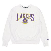 Men's Nike NBA Los Angeles Lakers Fleece Lined Stay Warm Pullover Round Neck Sports Gray White DN4905-051