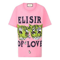 (WMNS) Gucci Cotton Tiger Print Short Sleeve Pink 492347-XJBHQ-5901