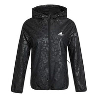 (WMNS) adidas Logo Solid Color Woven Zipper Hooded Jacket Black GQ0616