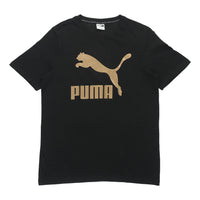 PUMA Athleisure Casual Sports Bronzing Logo Printing Short Sleeve Black 532280-98