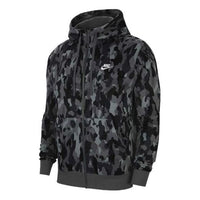 Nike French Terry Camouflage Casual Breathable Sports Hooded Jacket Black CU4338-010
