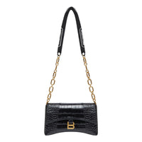 (WMNS) Balenciaga Downtown Xs Shoulder Bag Crocodile Embossed 'Black' 6891212106F1090