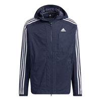 adidas Denim Look Regular Fit Stretch Woven Hooded Track Top 'Blue' IA9389