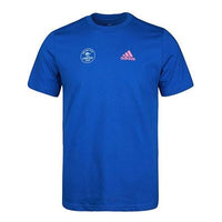 Men's adidas Printing Round Neck Casual Sports Short Sleeve Blue T-Shirt GE4666