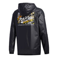 adidas neo Brnd Prd Wb Three-Stripe Print Sports Hooded Jacket For Men Black GK5868