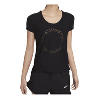 (WMNS) Nike Round Neck Casual Solid Color Logo Running Sports Quick Dry Short Sleeve Black T-Shirt CZ9607-010