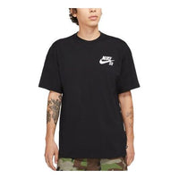 Men's Nike SB Logo Printing Sports Skateboard Short Sleeve Black T-Shirt DC7818-010
