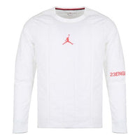 Air Jordan 23 Engineered Quilted Round Neck Pullover logo Sports Long Sleeves White AJ1055-100