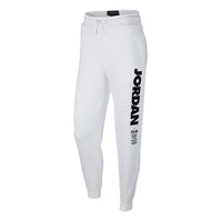 Men's Air Jordan Sportswear Legacy Alphabet Logo Printing Bundle Feet Sports Pants/Trousers/Joggers White BQ0196-100