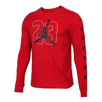 Air Jordan Large Logo Basketball Numeric Casual Breathable Sports Round Neck Long Sleeves Red AQ3702-687