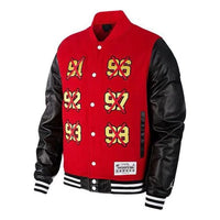 Air Jordan Splicing Design Six Crowns Printing Baseball Jacket Asia Sizing 'Red' BQ5166-657